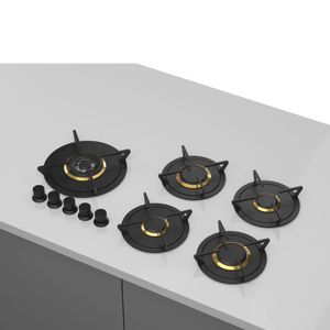 Cooktop a Gás Elettromec de Revestimento 5Q 90cm Inox 220V CKG-5Q-90-SR-2TLA