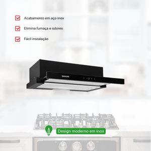 Suggar Depurador de Ar Slim de Embutir 80cm Preto 220V, Alta Eficiência, Compacto, Fácil Limpeza, Modelo DE82THPT