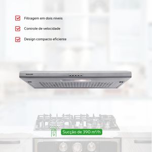 Depurador Suggar Slim Manta 60Cm Prata 110V, Eficiente e Compacto, Controle de Velocidade, 2 Níveis de Filtragem, Modelo DI601PR