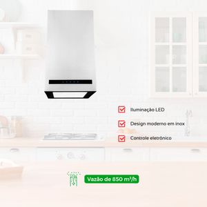 Coifa de Ilha Suggar Opala 42Cm LED Inox 110V, Potente e Moderna, para Cozinhas Elegantes, Modelo TP4221IX