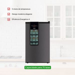 Cervejeira Consul Titanium 110V, Capacidade 82L, 75 Latas, Eficiência Energética A, Sistema Frost Free, Modelo CZD12ATANA