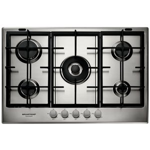 Cooktop a Gás Brastemp Gourmand 5 Queimadores Inox 75cm, 220V, Mesa de Vidro, Acendimento Automático, Controle Preciso, Modelo BDK75DRBNA