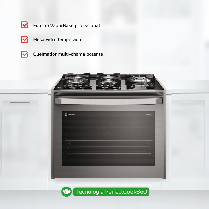Fogao de Embutir Electrolux FE5EC PerfectCook360 Vaporbake 5 Queimadores Cinza 110V, Modelo 33051FBA185 -2-.png