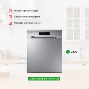 Lava-louças Samsung  14 Serviços Inox 220V - Praticidade, Economia e Eficiência, Modelo DW60DG550FSRBZ