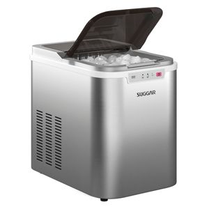 Máquina de Gelo Suggar 12Kg Prata 220V, Faz Cubos e Gelo em Escamas, Economize Espaço e Energia, Modelo MG1502PR