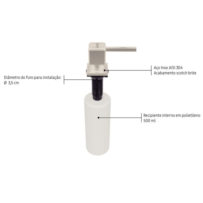 Dosador Sabao Tramontina 500ML Square 304 Inox 94517_006 -2-