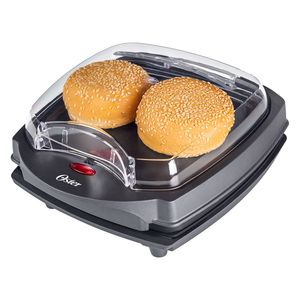 Grill Elétrico Preto Burguer Oster 2 em 1 com Estufa 110V OGRL500-127