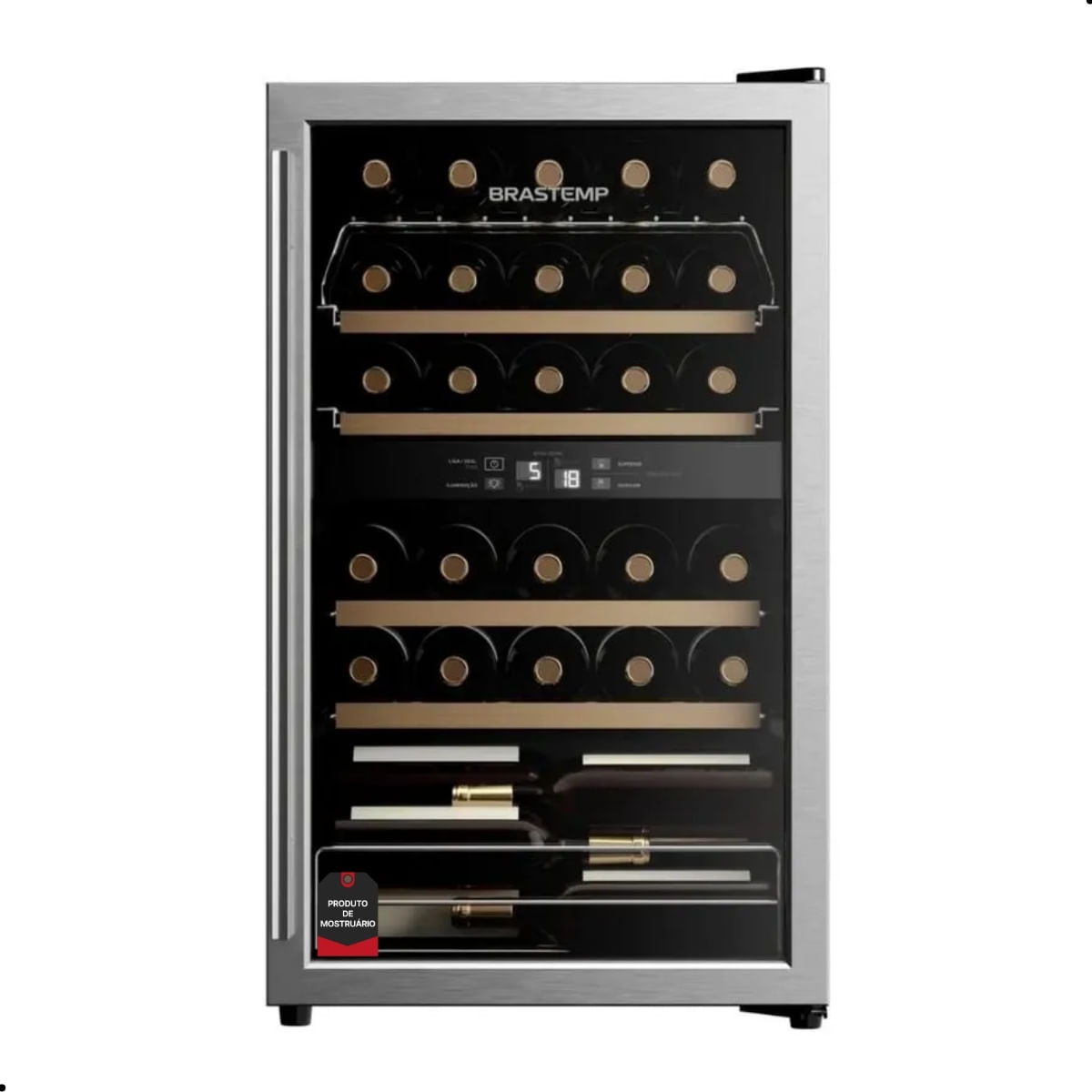Adega Brastemp (Mostruário) 33 Garrafas Dual Zone Inox 110V 1-BZB33BEANA Outlet
